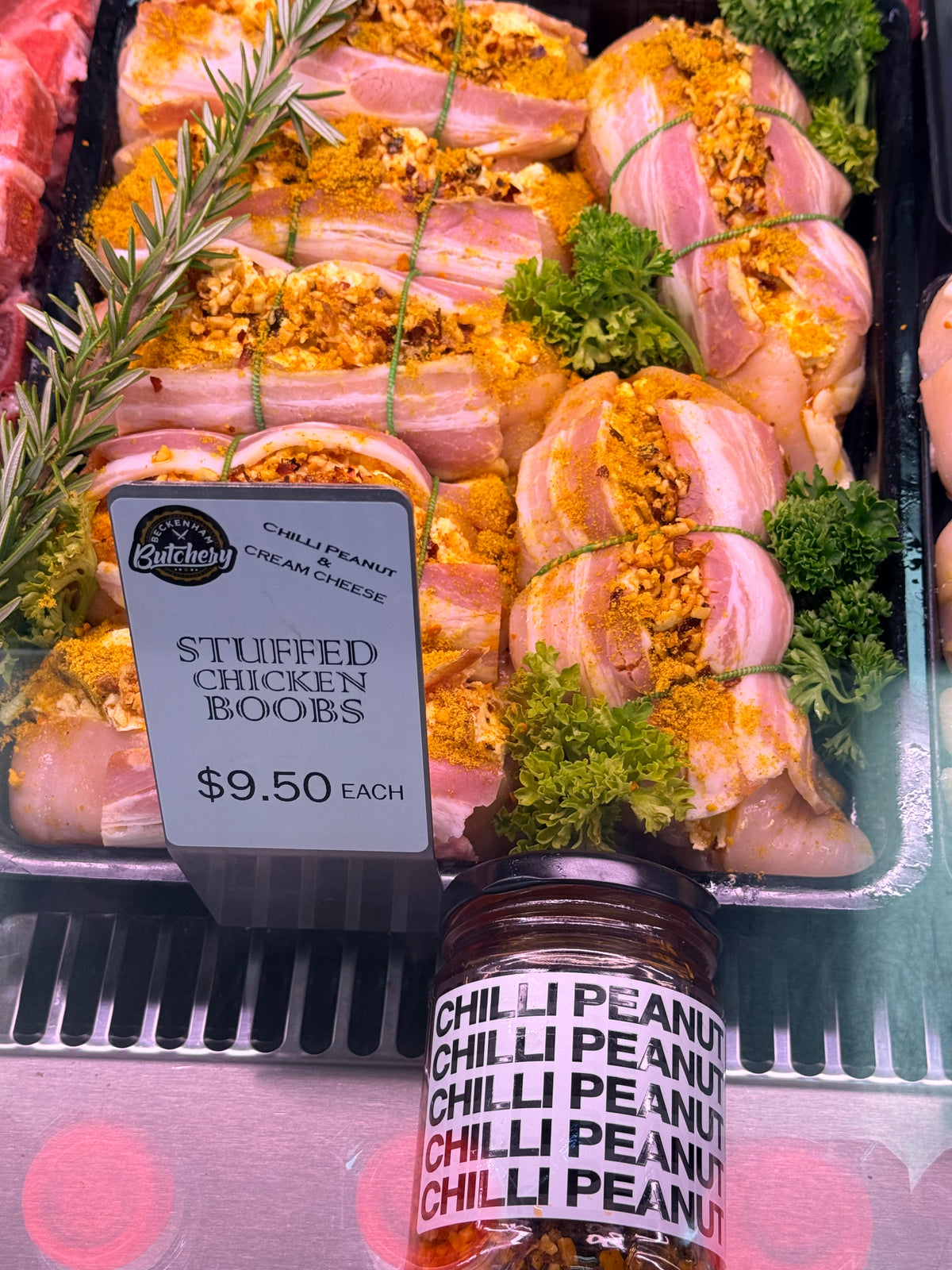 Chilli Peanut Stuffed Chicken Boobs