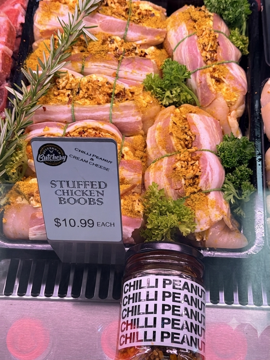 Chilli Peanut Stuffed Chicken Boobs