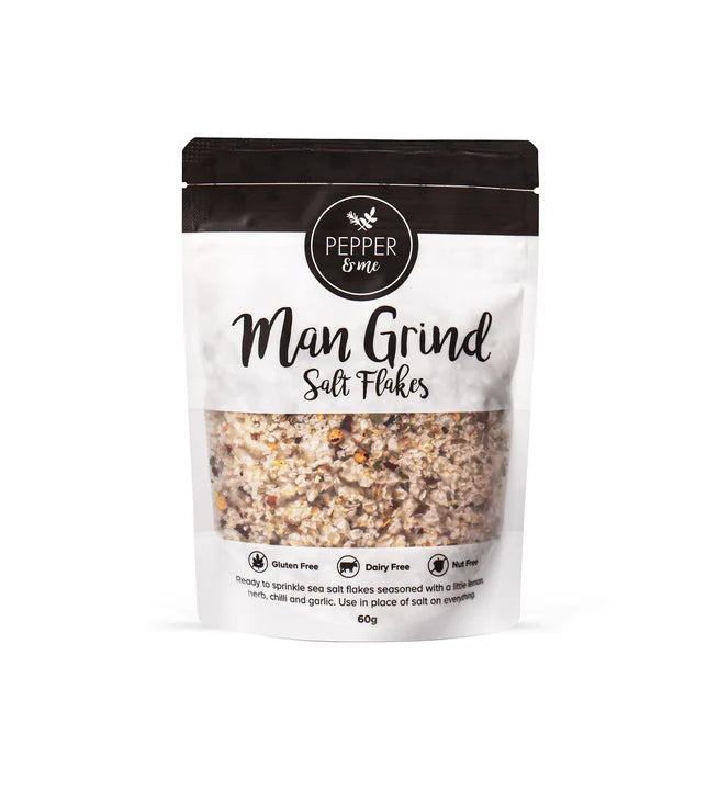 Man Grind Salt Flakes